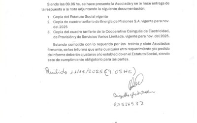 Respuesta oficial: la Cooperativa Cainguas contestó el petitorio recibido recientemente.